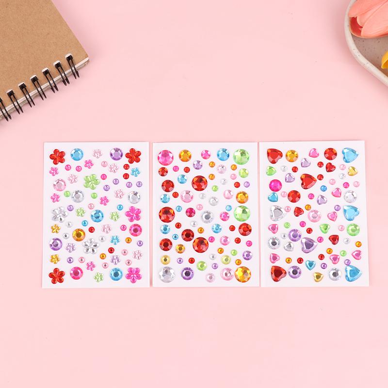 3D Gem Acrylic Crystal Stickers Diy Phone Album Decoration Self Adhesive Jewel Crafts Sparkly Rhinestone Stickers Girls Gifts