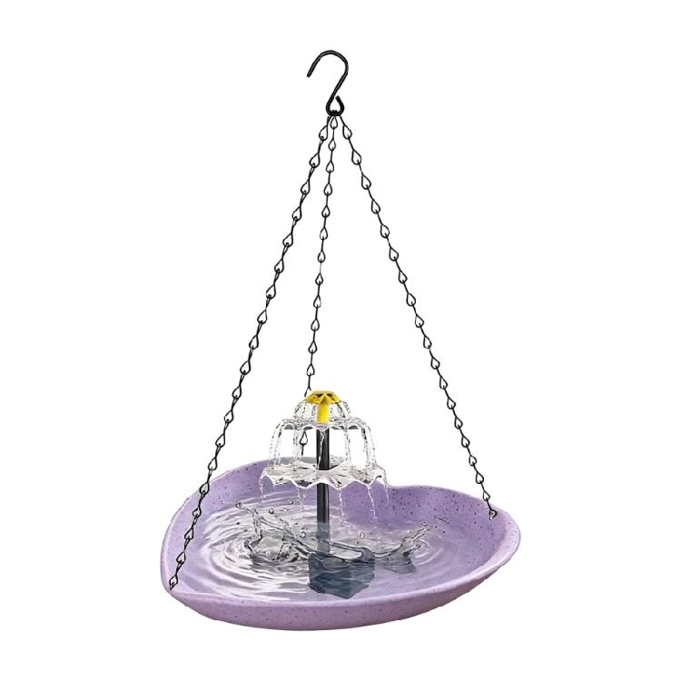 

Heart Shape Solar Panel Birdbath Outdoor Hanging Bird Drinking Fountain For Garden And Patios Backyard Decoration фиолетовый