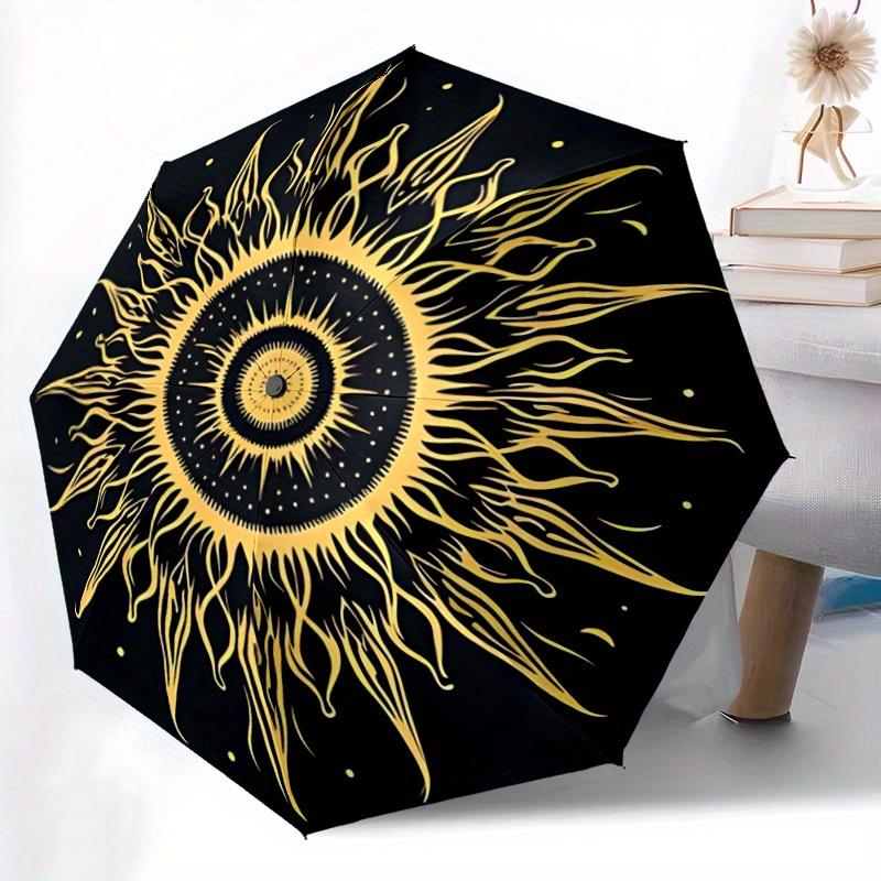 1pc Celestial Sun Design Automatic Umbrella - 8-Rib Foldable Design, Outdoor Adventures, and Family Celebrations Yy250829060