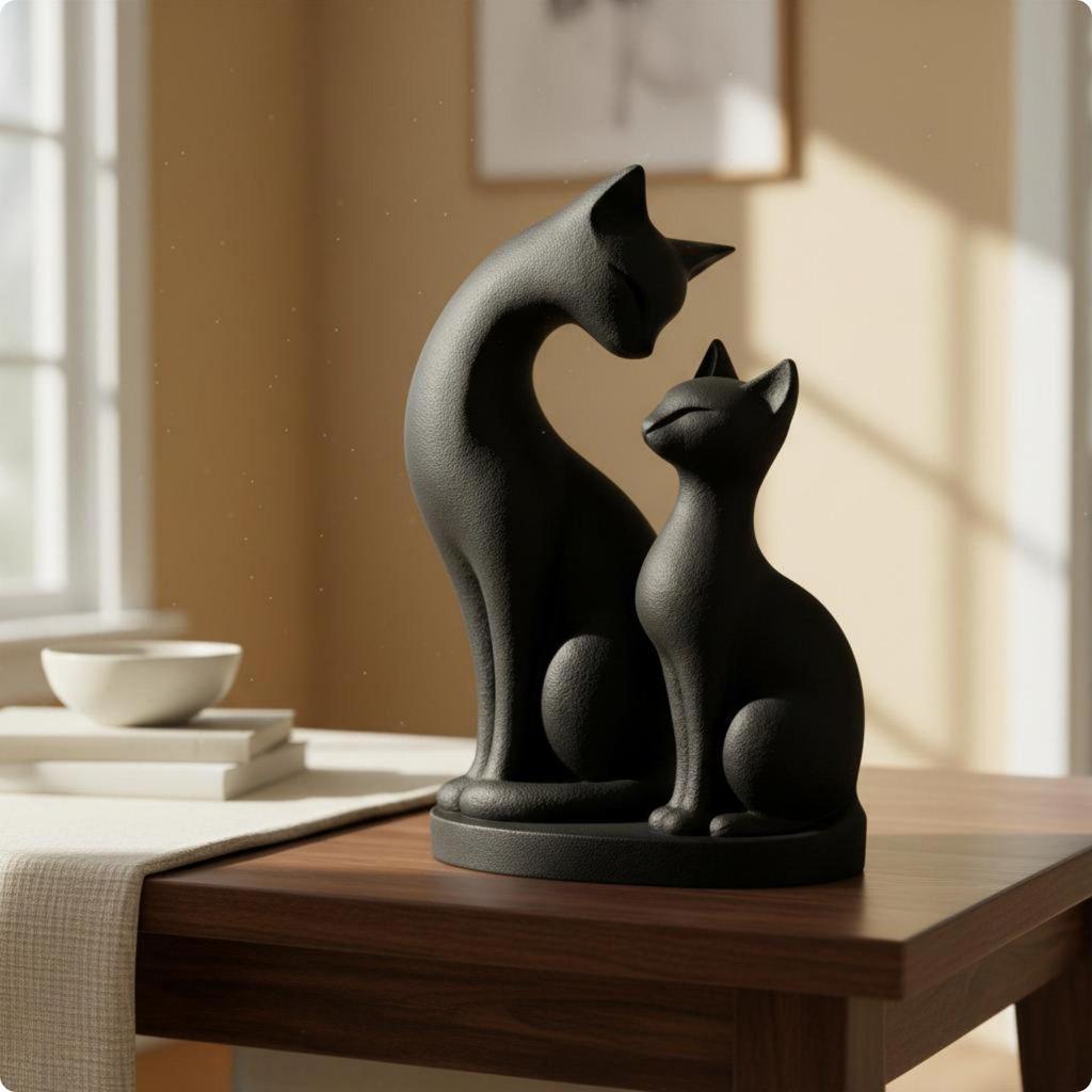 Cat Desktop Ornament Gift CatThemed Sculpture Easy to Style Home Decor for Desk, Shelf, Office