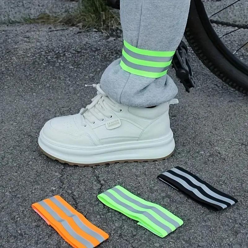 2-Pack Cycling Strap with Reflective Stripes - Heavy-Duty Bike Leg Straps for Mountain Biking, Night Riding - Non-Slip Grip