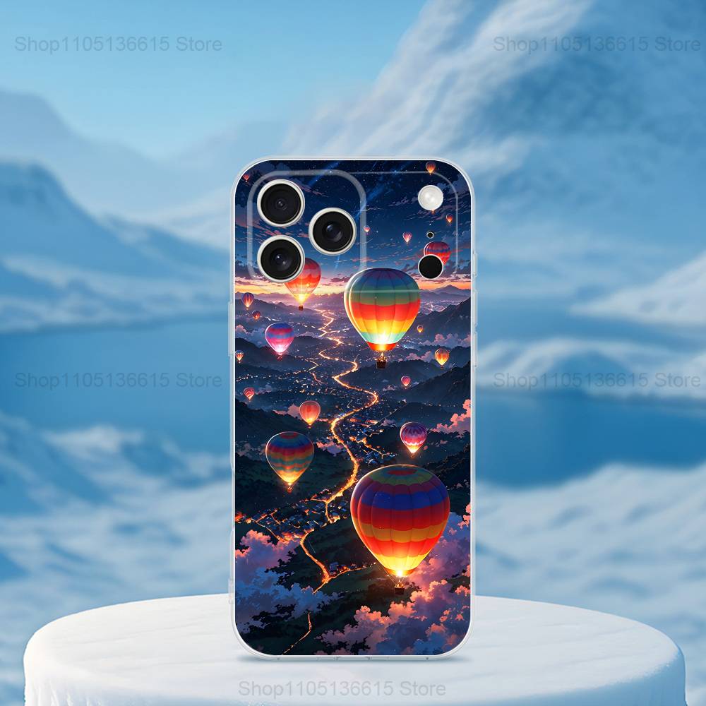 Cute Hot Air Balloon For iPhone Max,14,16,X,13,XR,SE,12,15,Pro,17,Plus,11,XS,Mini Transparent Soft Cover Case