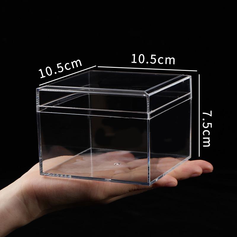 Transparent Square Acrylic Storage Box for Figures - Dustproof Food-grade Plastic, PS Wedding Candy Box with Lid