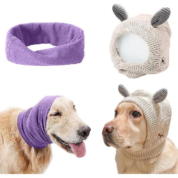 YolentQuiet Ears for Dogs Anxiety Barking Dog Ear Covers Muffs Snood for Noise 2PCS Dog Ear Hearing Earmuffs Fireworks Protection Anti Anxiety Dog