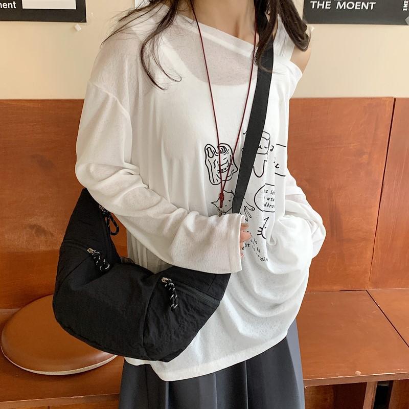 Large-capacity Lightweight Crossbody Bag, Single-shoulder Casual Sports Commuting Dumpling Bag, Laid-back Style Women's Bag