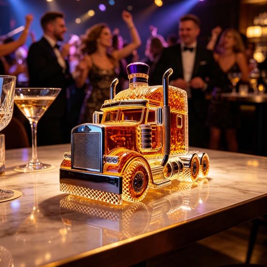 Truck-Shaped Glass Whiskey Decanter, Vintage Carafes for Spirits, Liquor Storage Bottle with Airtight Seal, Home Bar Decor