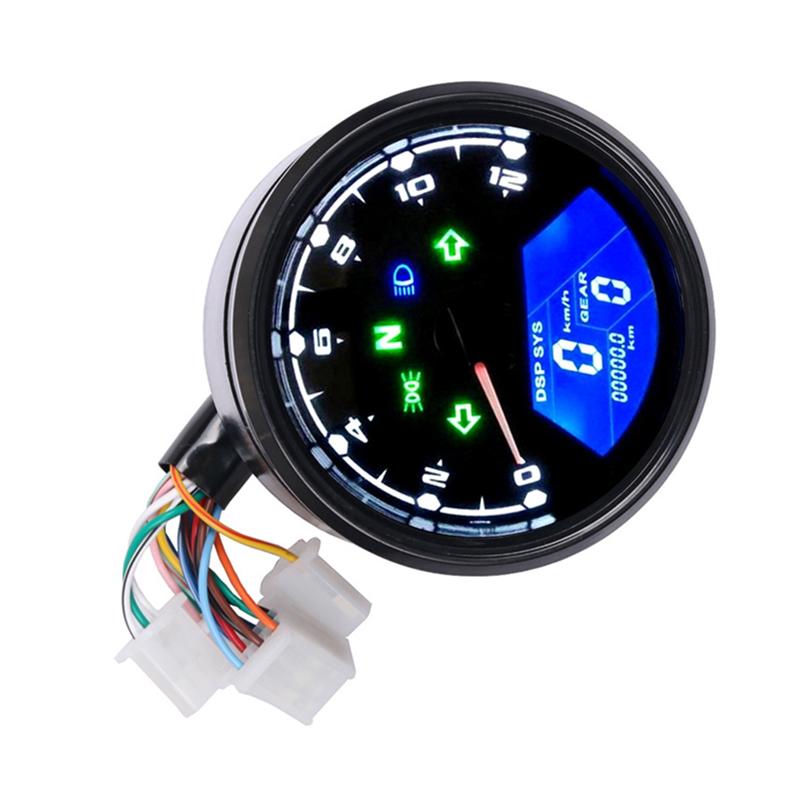 A02K-Motorrad Universal LCD Digitaler Drehzahlmesser Geschwindigkeitsmesser Kilometerzähler Wasserdichtes Messgerät Für Cafe Racer 2 - 4 Zylinder