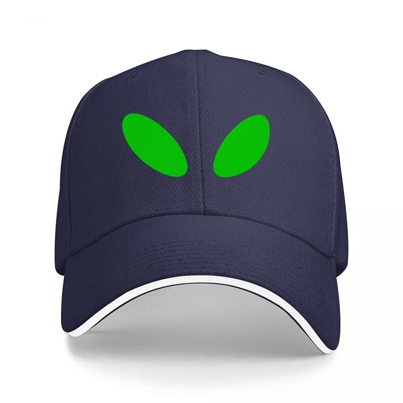 Alien Eyes Design Black Baseball Cap with Green Oval Eyes for Men and Women Casual Streetwear Fashion Accessory