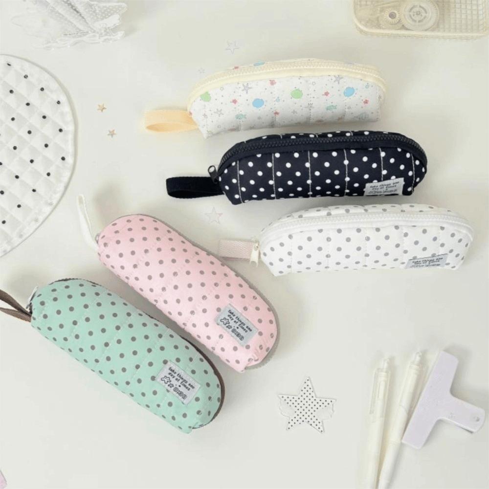 Y2k Pen Bag Cloth Pencil Pouch Makeup Cosmetic Storage Polka Dot Pencil Case  Kids Children