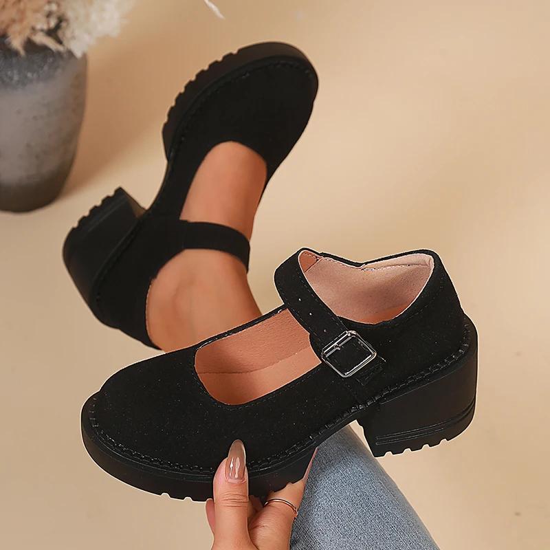 Patent Leather High Heels Mary Jane Shoes for Women Fashion Buckle Strap Platform Pumps Woman Japanese Thick Heel Lolita Shoes