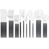 Mirror Dinnerware Set Stainless Steel 30Pcs Black Gold Tableware Knife Fork Spoon Dinner Set Cutlery Spoon Dessert Flatware Set