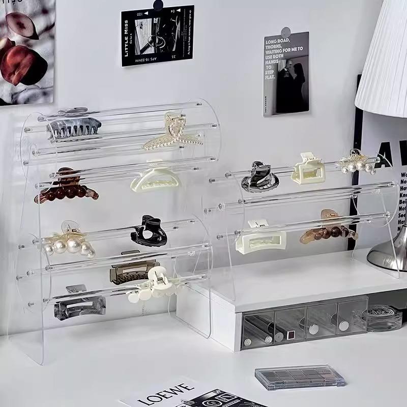 Hairpin Storage Rack Organizer 360° Rotating Transparent Acrylic Hair Accessories Headwear Display Stand Acrylic Sheets Decor