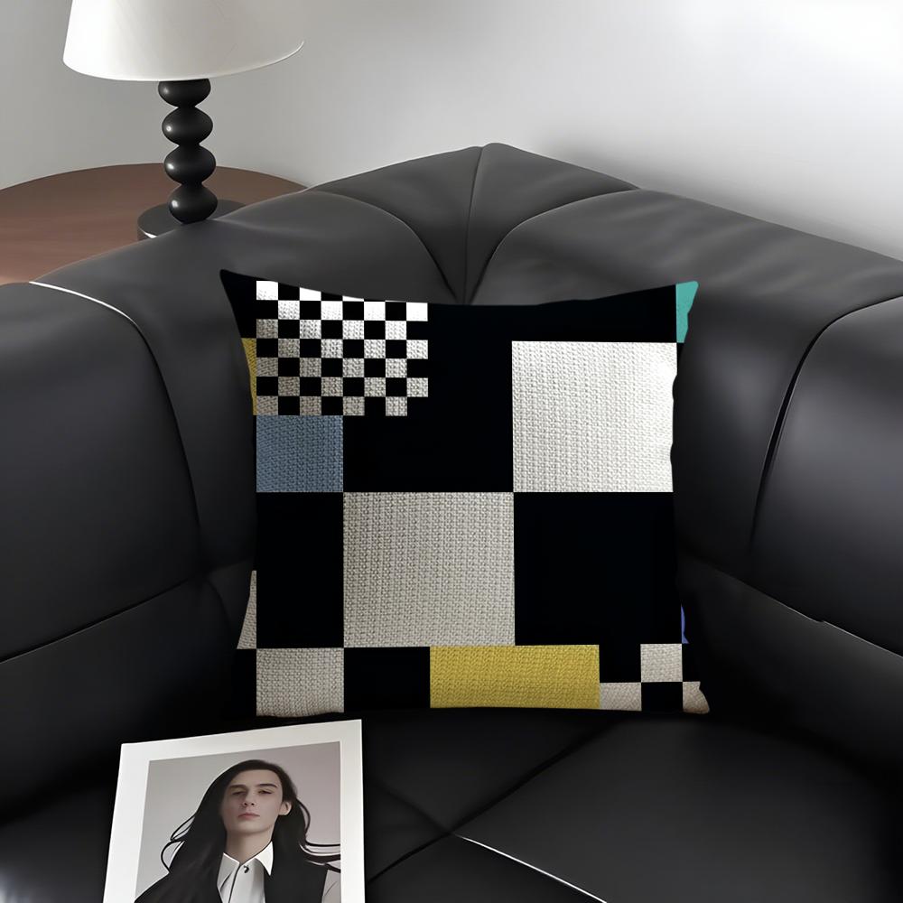 Piet Mondrian Fashion Cushion Cover Natural Linen Organic Fabric DoubleSided Printing Sofa Home Decor Gift Pillow Case
