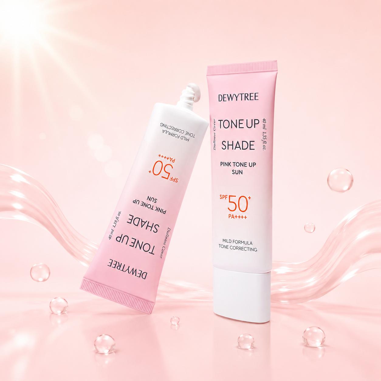 DEWYTREE Tone-Up Shade Pink Tone-Up Sun SPF50+ PA++++ 40ml – Brightening UV Protection Sunscreen