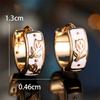 Cute Female Pink Enamel Flower Hoop Earrings Fashion Gold Color Wedding Jewelry For Women