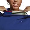 Adidas Originals Trefoil Logo Embroidered Stripe Stand-Up Collar Pullover Sweatshirt Women Tops Blue IC5238