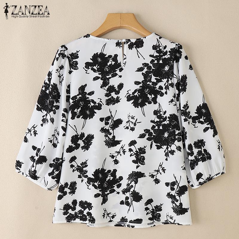 ZANZEA Floral Print Summer Casual 3/4 Sleeve Loose Blouse