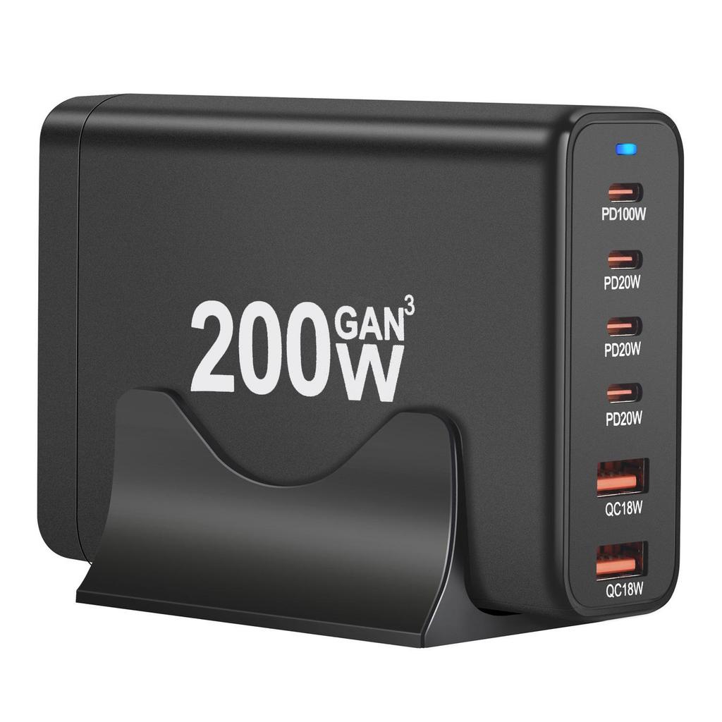 200W Multi-Port Desktop GaN Charger with 4C2A Direct Charging