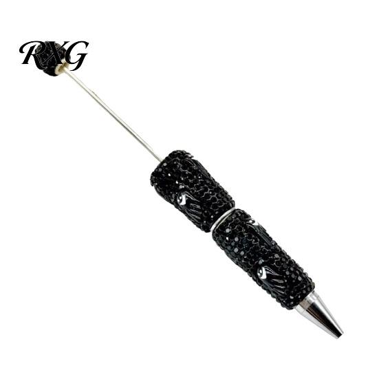 Sparkly Rhinestone Pen Beadable Pen, Glitter Plastic Beaded Halloween Pumpkin Ghost Skull Office Supplies Gel Ink for DIY Craft Making, School Set