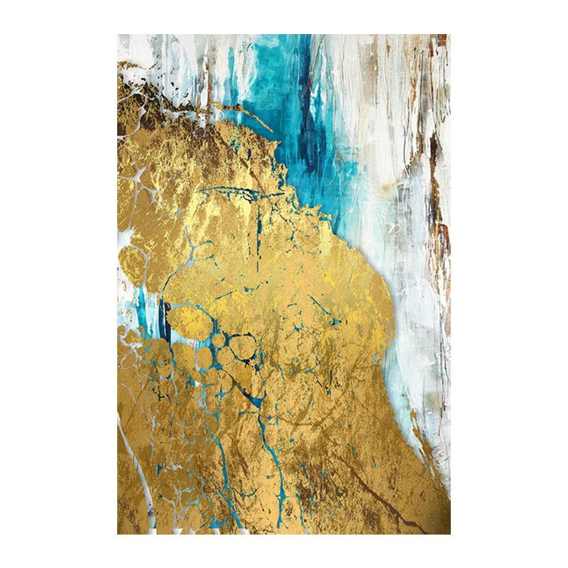 Gold And Blue Abstract Posters and Prints Oil Painting On Canvas Cuadros Pictures On the Wall Art Home Decor for Living Room