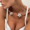 Ocean Inspired Metal Flower/Starfish Open Collar Necklace Adjustable Neckchain Handmade Clavicle Chain Accessories