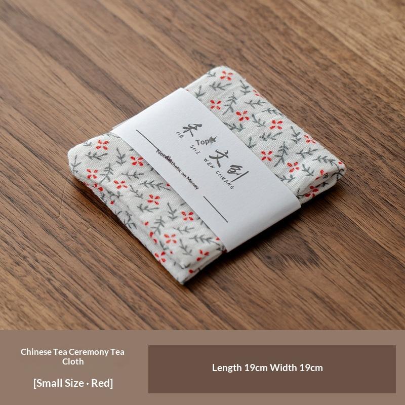 

Piquant Brocade Floral Tea Towel Fabric Double-sided Cotton and Linen Absorbent Zen Tea Tablecloth Tea Ceremony Accessories