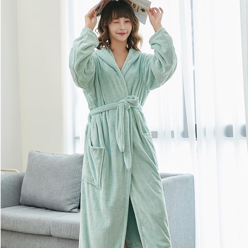 Women's Extra Plush Coral Fleece Bathrobe - Extra Large, Thick, Mid-Length, Long Sleeve Pajamas