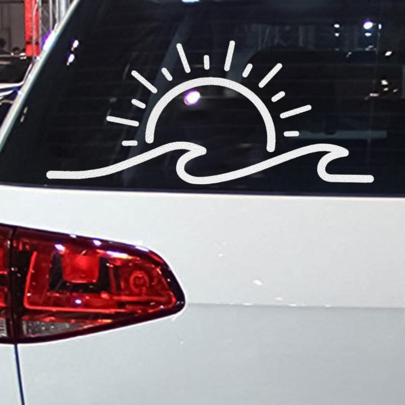 Sunset Sun Wave Car Stickers Auto Side Window Front Rear Windshield Waterproof Stickers Car Motorcycle Body Decoration Decals