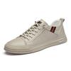 Spring Men's Casual Board Shoes Small Size Lace-up-free Leather Board Shoes Punching Hollow Hole White Shoes