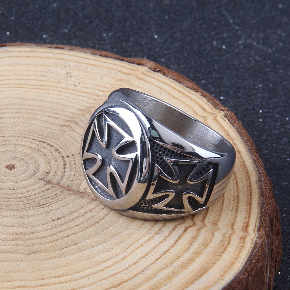 

Унисекс Кольцо Крест из нержавеющей стали - Простой персонализированный круглый дизайн - Модные аксессуары с масляным покрытием 10