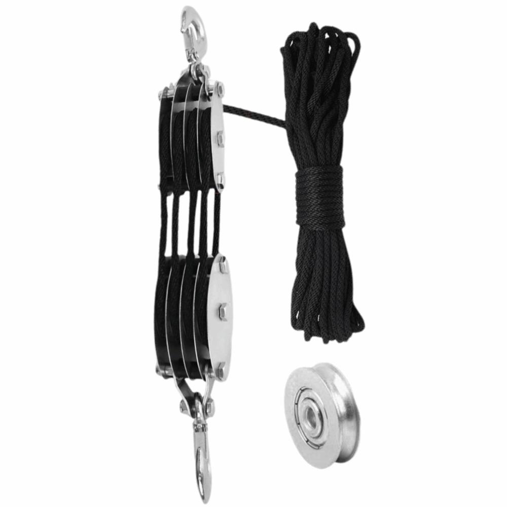 

Heavy Duty Rope Pulley Block Polyethylene Rope Lifting Pulley Cargo Moving 15m чорний