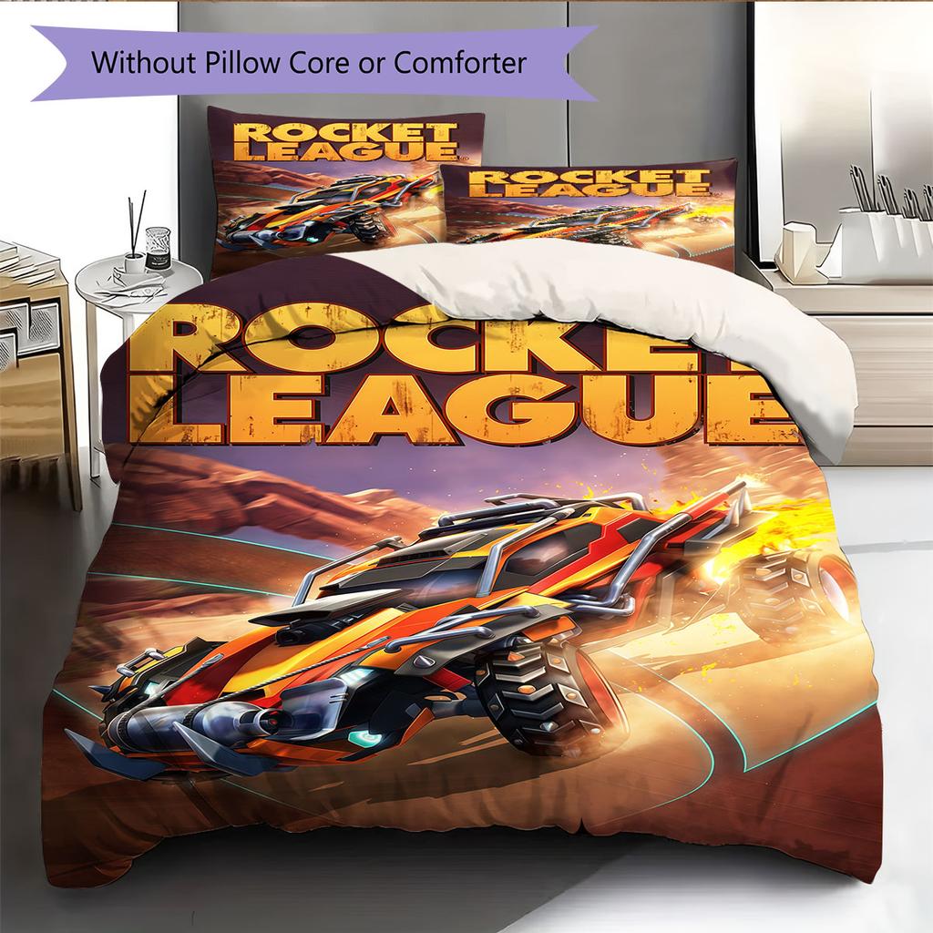 Set Copripiumino Trapuntato Rocket League Copripiumino Federa Decorazione per la Casa Regalo di Compleanno (1 * copripiumino + 2 * federa, senza nucleo)