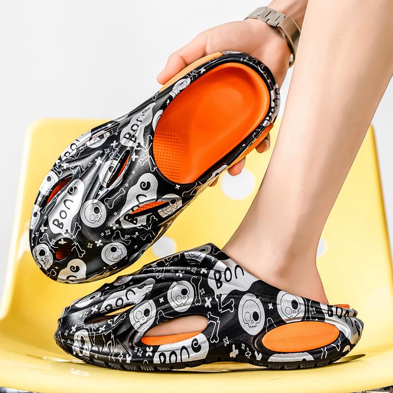 Slippers Men's Summer Outer Wear Thick Bottom Stepping On Shit Feeling One-word Drag Home Indoor Tide Mop Bathing Non-slip Comfortable Sandals