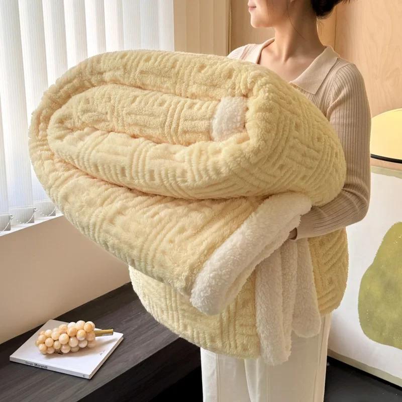 2026 Autumn Winter Blanket Thickened Tuff Lamb Velvet Blanket for Bed Soft Fluffy Warm Sofa Blankets Office Sofa Bedding Blanket