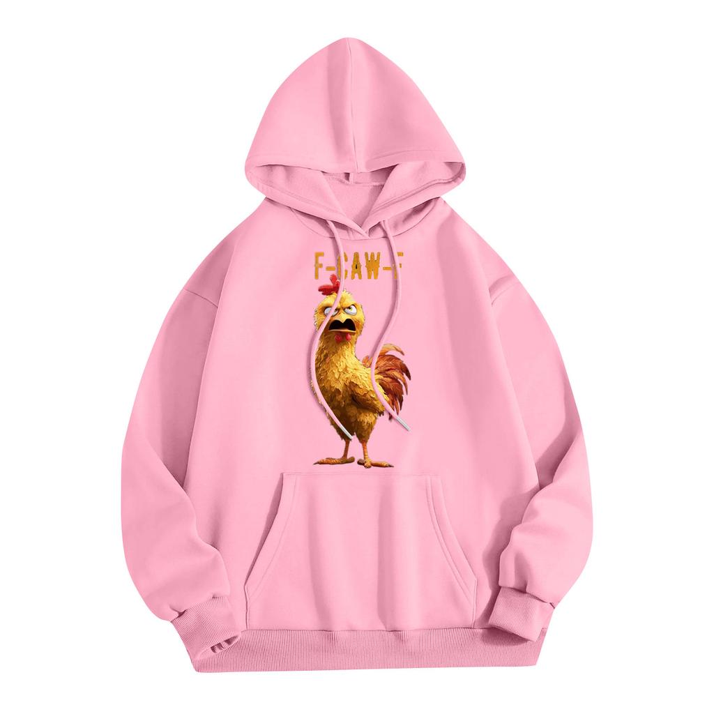 Dámský ležérní top s kulatým výstřihem a dlouhým rukávem s potiskem, mikina s kapucí