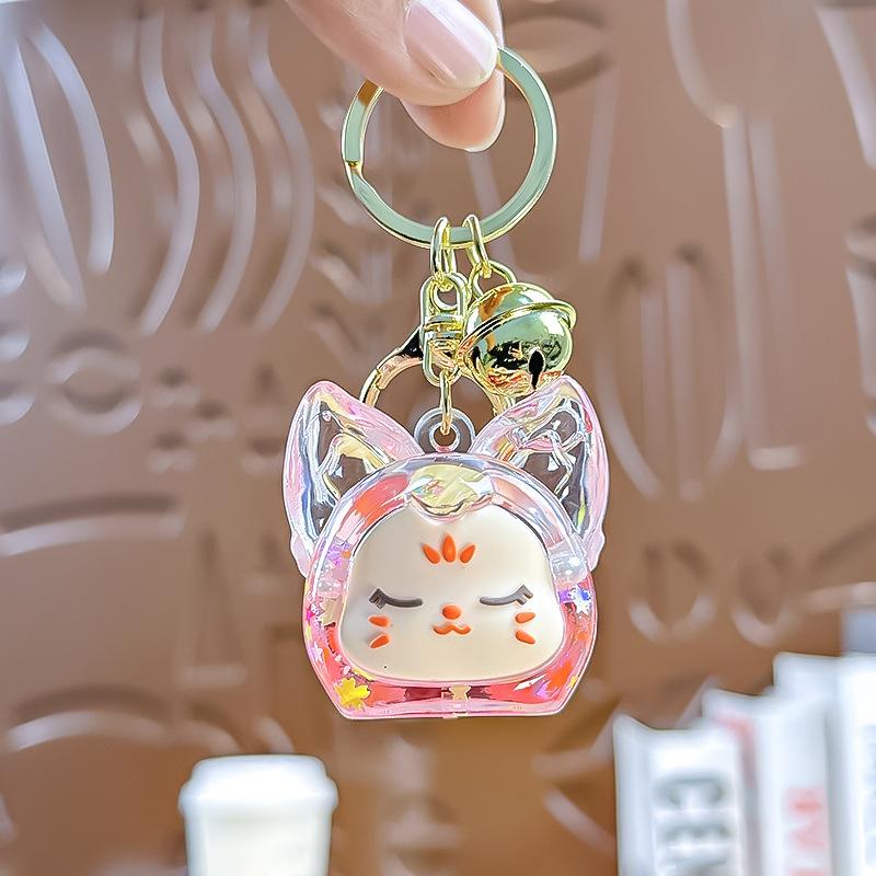 Tegneserie Nyhet Flytende Sand Flaske Revehode Nøkkelring Anheng Bil Nøkkelring Utsøkt Ryggsekk Dekorasjonstilbehør Gaver