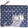 Watanabe 11 Cats Polka Dot Flat Pouch, H18 X W20cm, Cotton Outer, Polyester Lining, NK-6947
