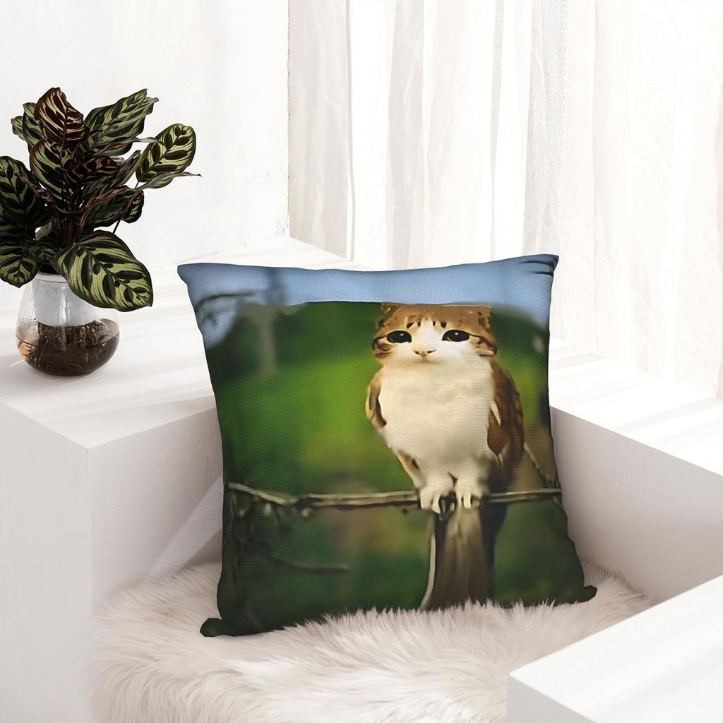 My Spirit Animal Funny Meowl Cat Owl Pillowcase Printed Cushion Cover Gift Meme Brainrot Throw Pillow Case Cover Home Zippered