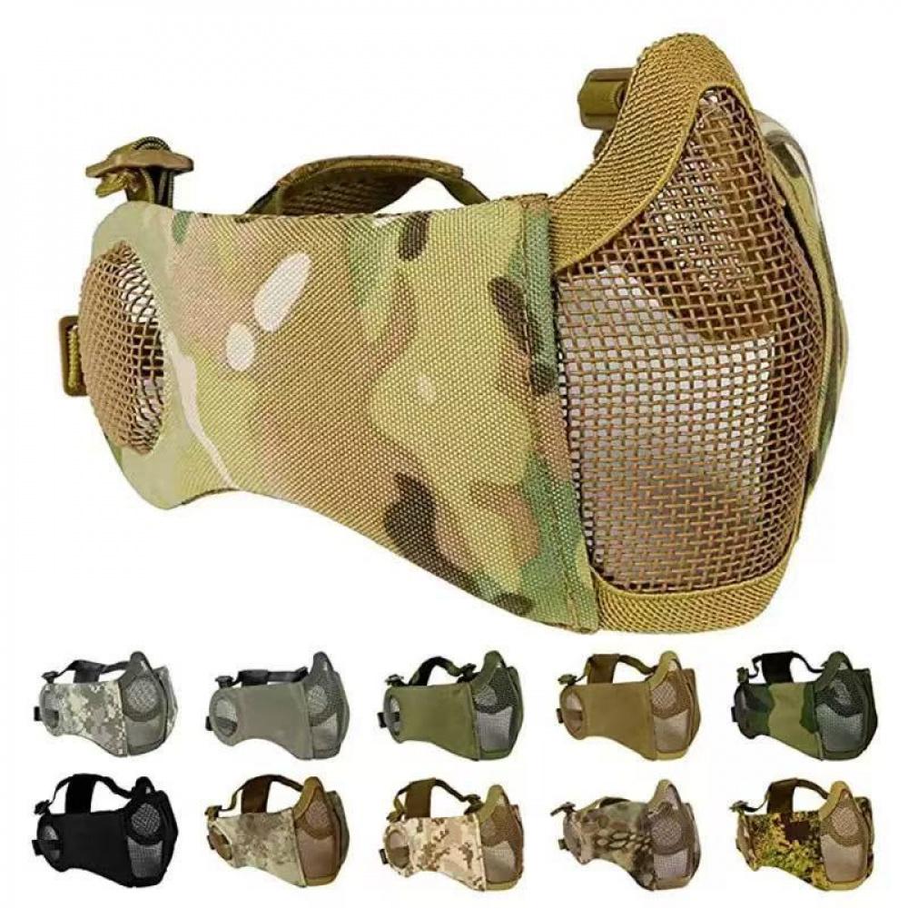 Nouveau Masque Tactique Respirant en Maille d'Acier V14 Demi-Visage pour Wargame CS Entraînement au Combat en Extérieur