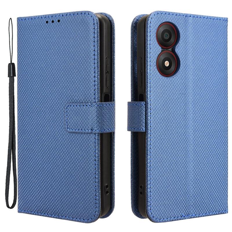 

Для ZTE Blade A34 кожаный чехол-кошелек чехол для телефона с ромбовидной текстурой Blue