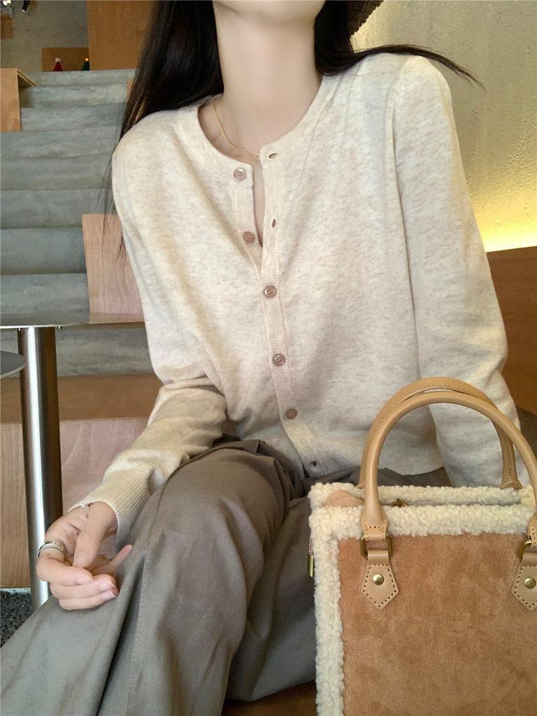 Cardigan Tricoté Style Coréen pour Femme - Pull Ajusté Petite pour Printemps & Automne