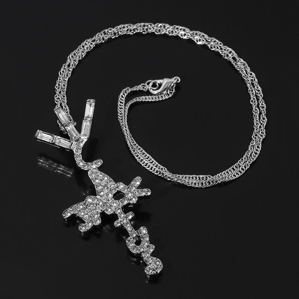 A Cactus Jack Shape Pendant Necklace Crystal Ice Cubic Zirconia Pendant Hip Hop Jewelry Gift