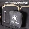 Car Charging Cable Storage Bag Sockets Charging Gun Organizer Accessories For Skoda Fabia 1 2 Octavia a7 RS Superb Rapid Yeti fxdj44