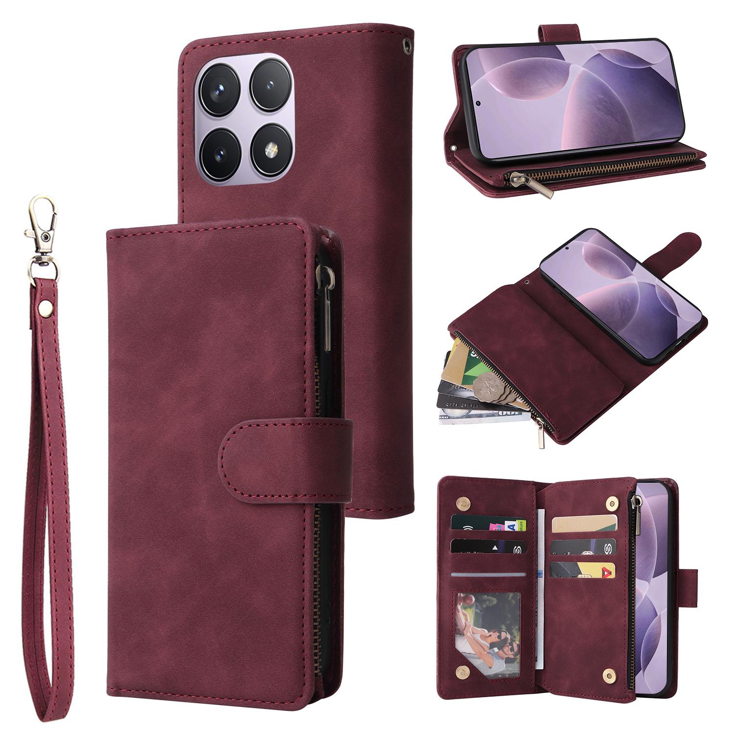 For Xiaomi 14T Case Zipper Wallet Multiple Card Slots Leather Phone Cover B