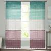 Faux Wood Grain Ocean Green Purple Gradient Voile Sheer Curtains Living Room Window Tulle Curtain Kitchen Bedroom Home Decor