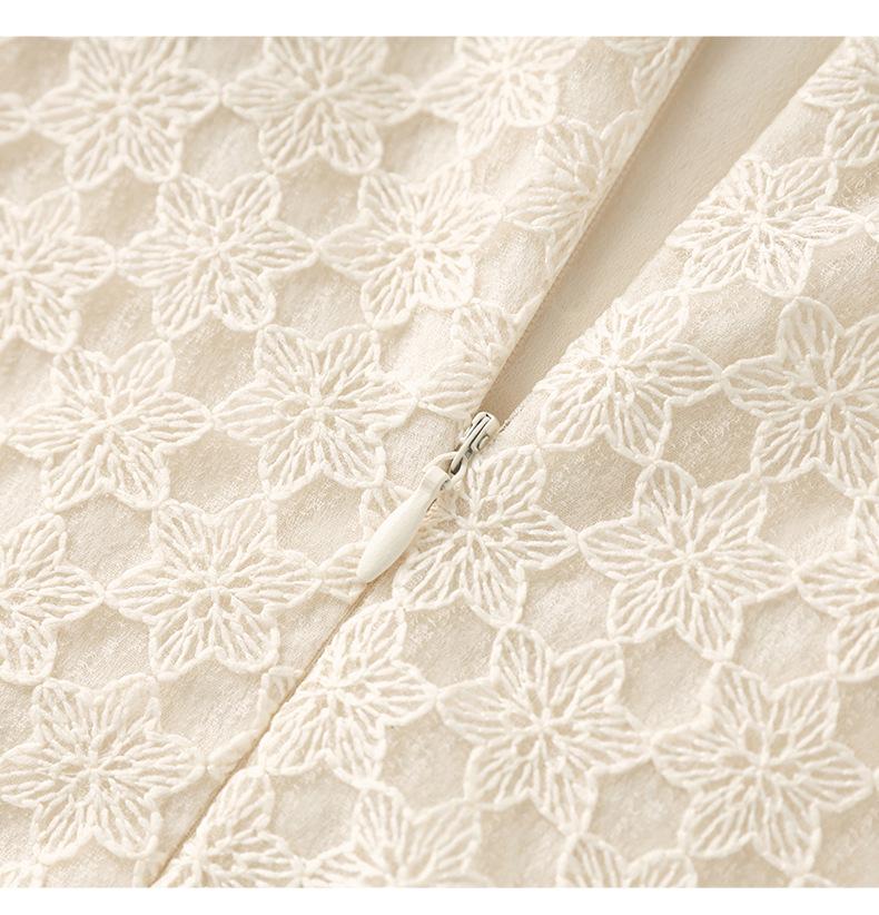 French Quiet Luxury Water-Soluble Lace-Chiffon Pleated Summer Dress