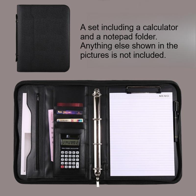 3pcs set Leather A4 Multifunction Ring Binder Manager Folder Business Office Portfolio Document Case Contract Organizer чёрный 10300₽