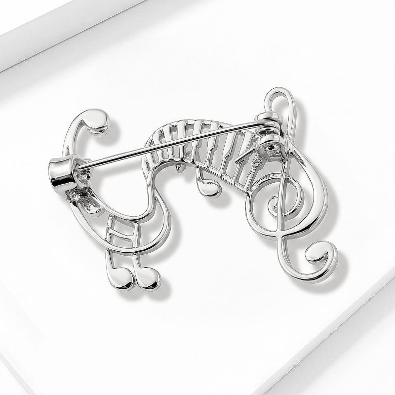 1Pcs Unisex 2-Color Elegant Music Lover Party Office Brooch Pin Metal Musical Note Brooches For Women Gifts