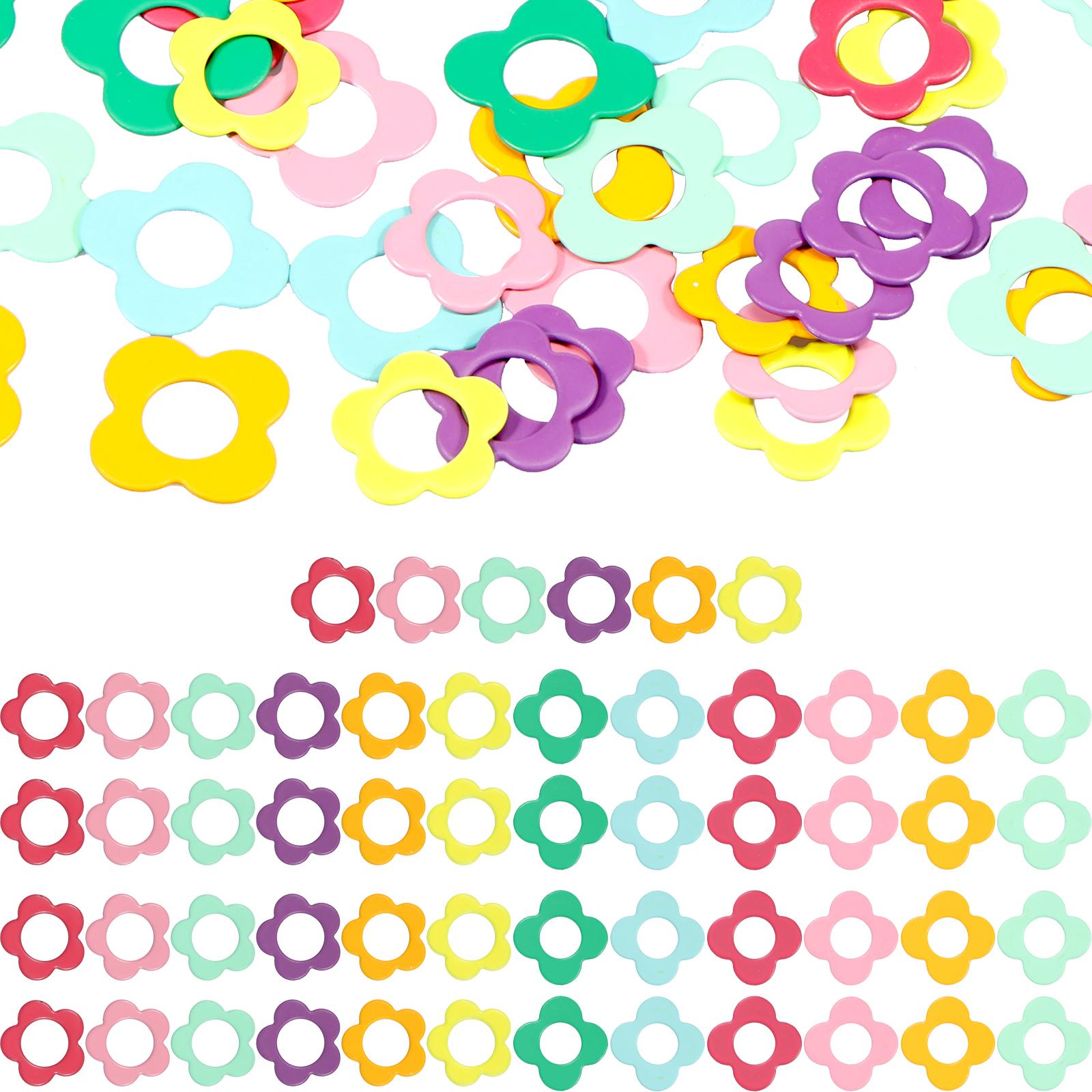 

54 шт. маркеры петель разноцветные кольца для петель набор металлических маркеров петель в форме цветка портативные фиксирующие маркеры для вязания крючком