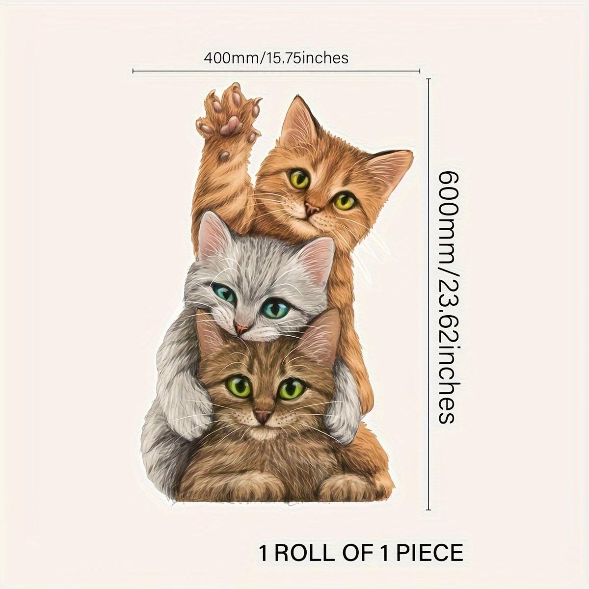 

1 рулон самоклеящихся наклеек на окна с рисунком кошки и животным принтом, водонепроницаемые, без клея, наклейки на окна